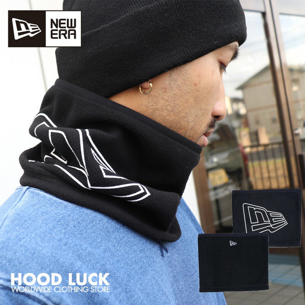 ニューエラ ネックウォーマー NEW ERA フリース ネックウォーマー フラッグロゴ アウトライン ブラック メンズ レディース 通勤 通学