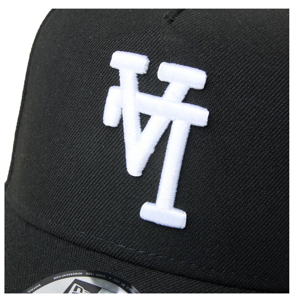 ニューエラ キャップ LA 逆ロゴ 逆さま 9FORTY A-Frame MLB Upside Down ロサンゼルス・ドジャース ブラック メンズ レディース 刺繍ロゴ