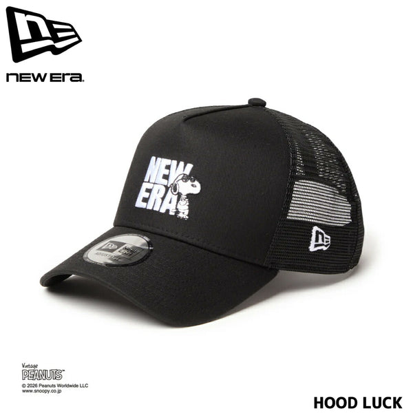 ニューエラ メッシュキャップ コラボ スヌーピー ピーナッツ NEW ERA 9FORTY A-Frame トラッカー Vintage PEANUTS ピーナッツ JOE COOL ジョー・クール ブラック メンズ レディース 夏用