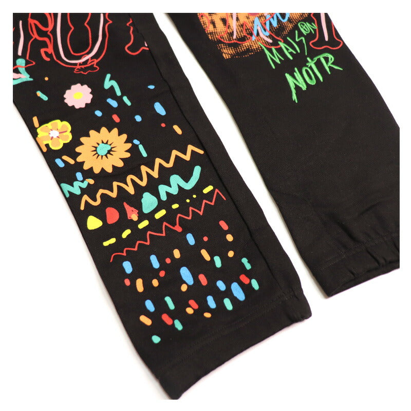 MAISON NOIR メゾンノアール スェットパンツ ジョガーパンツ ANTI SOCIAL マリア キルスト 柄 プリント HIP HOP B系 大きいサイズ 刺繍 ブラック ホワイト