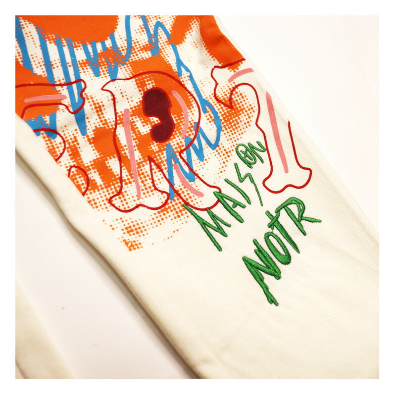 MAISON NOIR メゾンノアール スェットパンツ ジョガーパンツ ANTI SOCIAL マリア キルスト 柄 プリント HIP HOP B系 大きいサイズ 刺繍 ブラック ホワイト