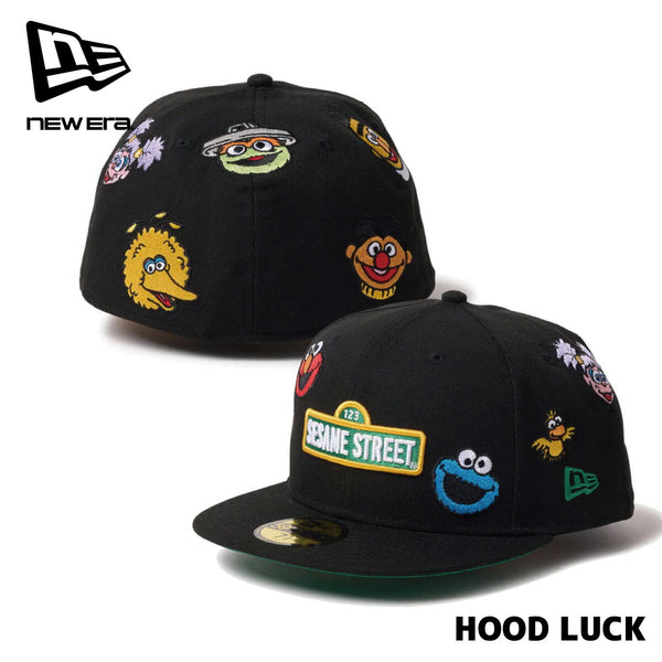 ニューエラ キャップ 59fifty コラボ SESAME STREET セサミストリート オールオーバー ブラック クッキーモンスター エルモ キャラクター メンズ レディース 帽子