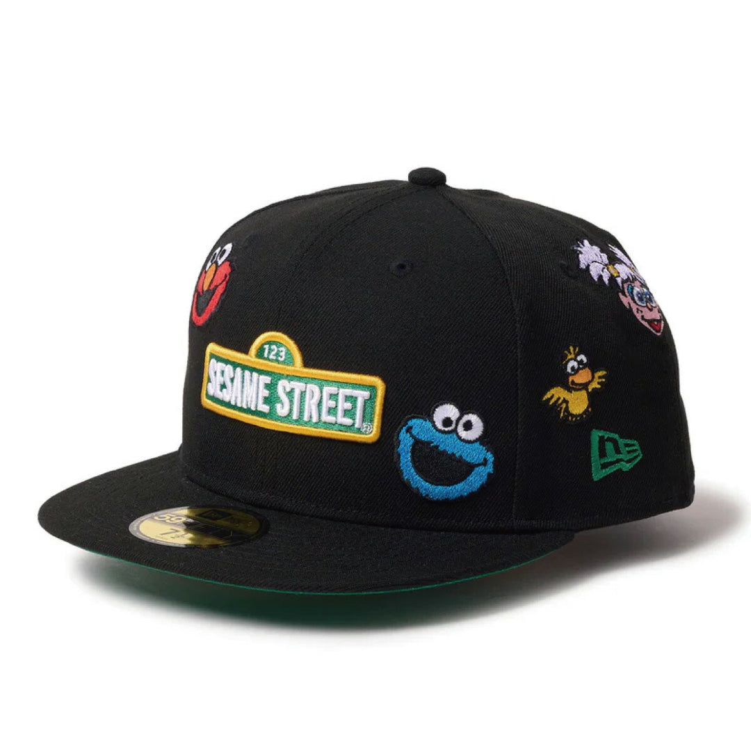 ニューエラ キャップ 59fifty コラボ SESAME STREET セサミストリート オールオーバー ブラック クッキーモンスター エルモ キャラクター メンズ レディース 帽子