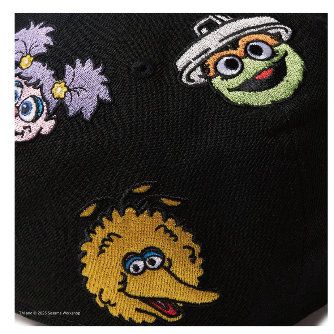 ニューエラ キャップ 59fifty コラボ SESAME STREET セサミストリート オールオーバー ブラック クッキーモンスター エルモ キャラクター メンズ レディース 帽子