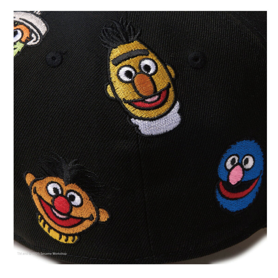 ニューエラ キャップ 59fifty コラボ SESAME STREET セサミストリート オールオーバー ブラック クッキーモンスター エルモ キャラクター メンズ レディース 帽子