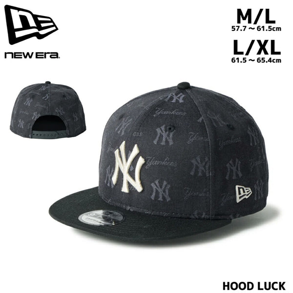 ニューエラ NEWERA キャップ 9FIFTY MLB ジャガード モノグラム Jacquard ニューヨーク・ヤンキース ブラック メンズ レディース 帽子 大きいサイズ 65cm
