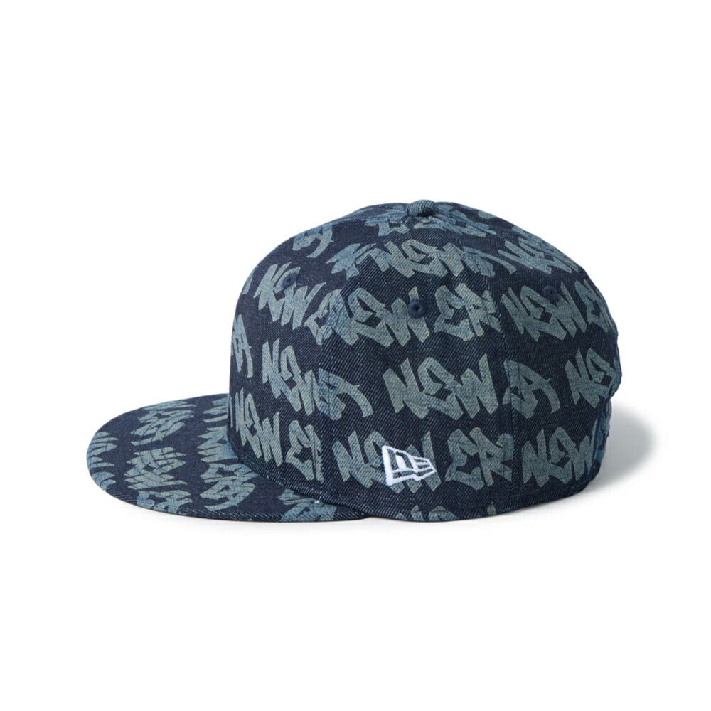 ニューエラ キャップ NEWERA ニューエラー 帽子 デニムキャップ タギング グラフィティー  9FIFTY Laser Burn Out ダークデニム メンズ レディース 大きいサイズ 65cm