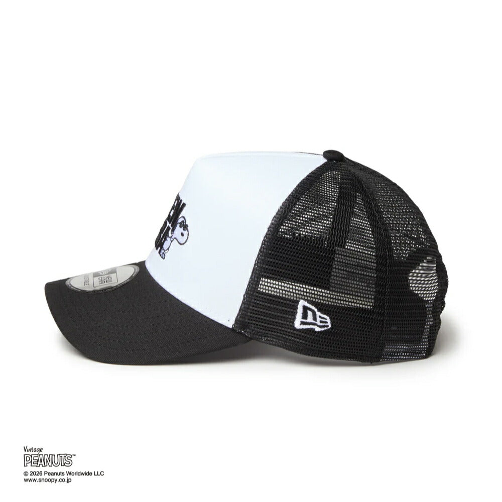ニューエラ メッシュキャップ コラボ スヌーピー ピーナッツ NEW ERA 9FORTY A-Frame トラッカー Vintage PEANUTS ピーナッツ JOE COOL ジョー・クール ブラック/ホワイト メンズ レディース 夏用