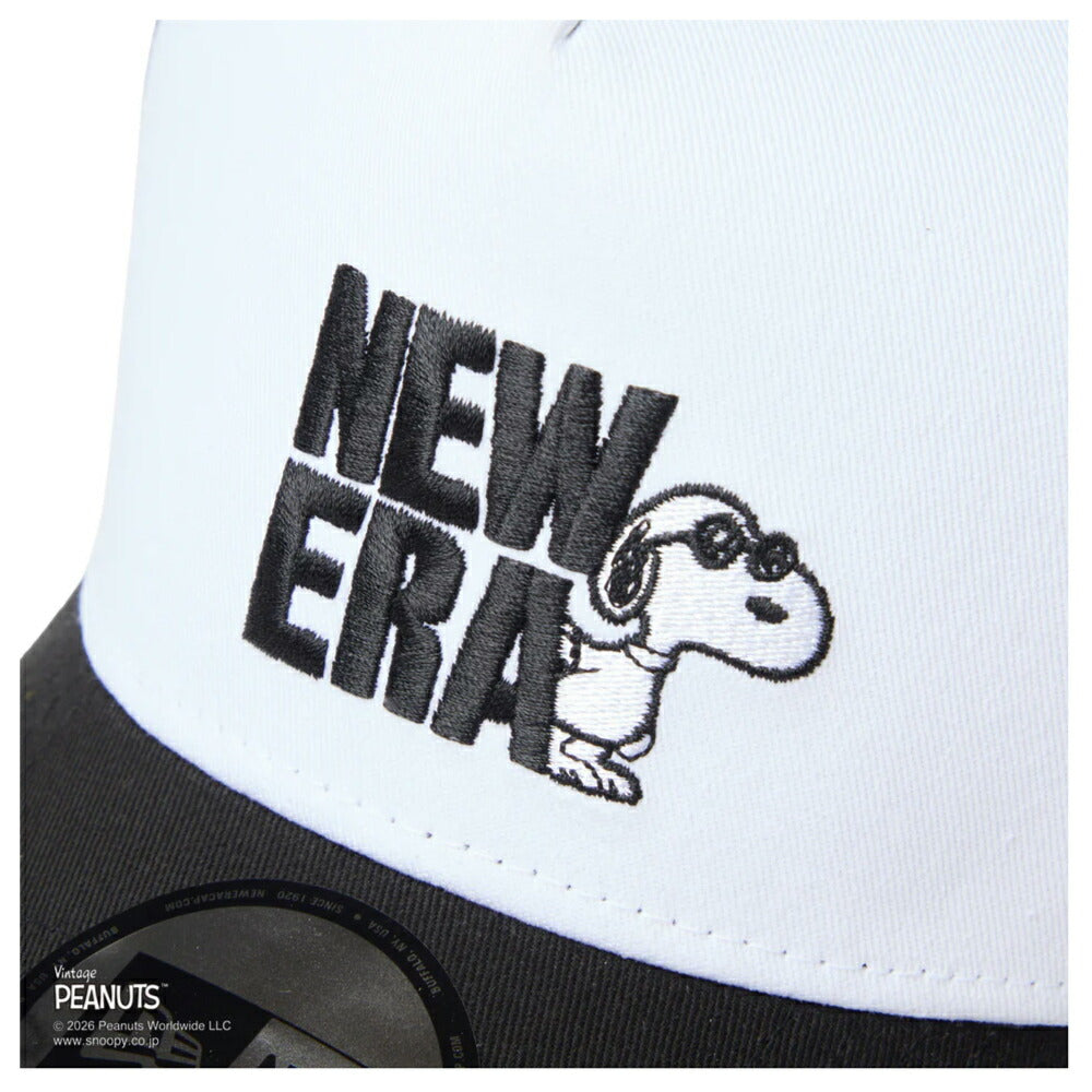 ニューエラ メッシュキャップ コラボ スヌーピー ピーナッツ NEW ERA 9FORTY A-Frame トラッカー Vintage PEANUTS ピーナッツ JOE COOL ジョー・クール ブラック/ホワイト メンズ レディース 夏用