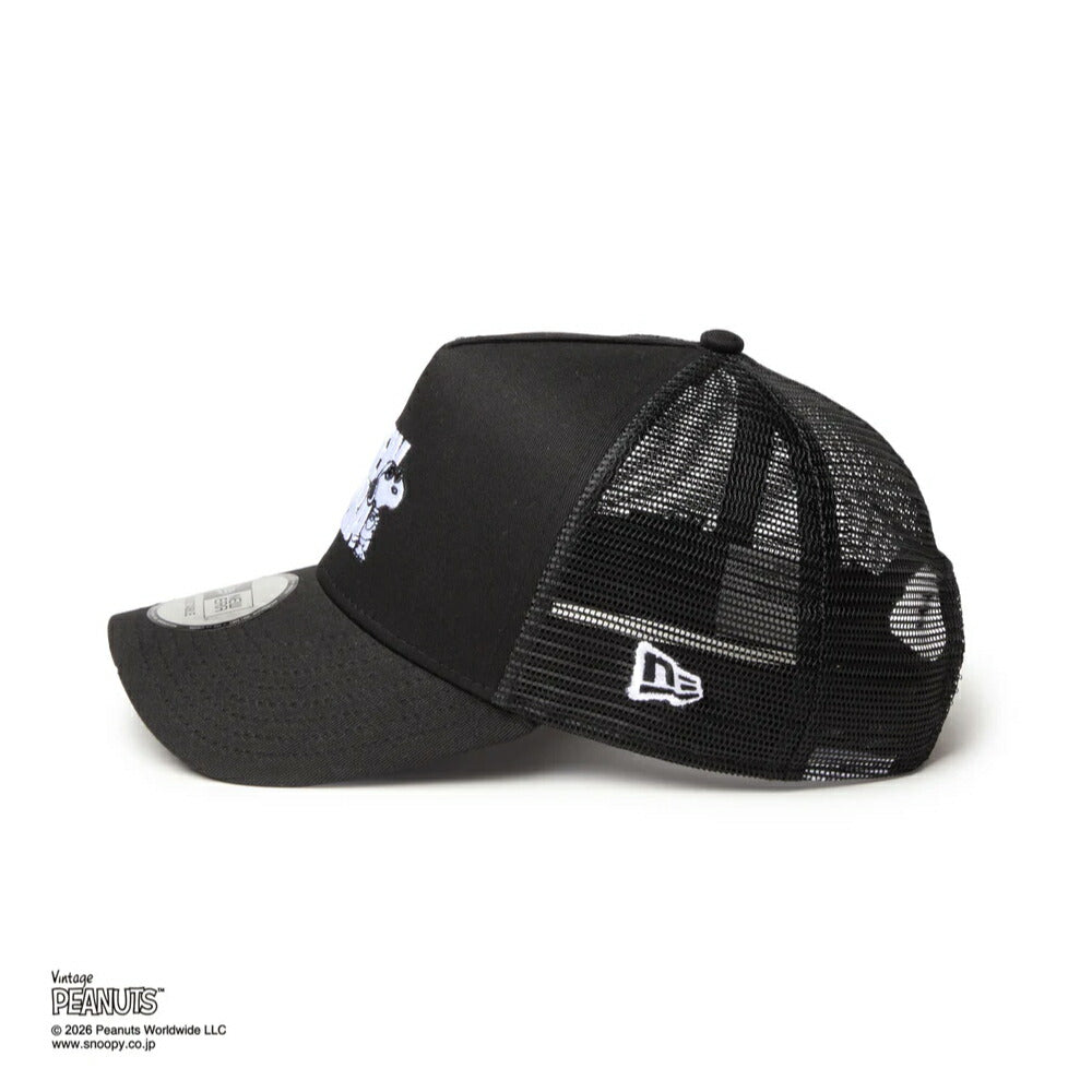 ニューエラ メッシュキャップ コラボ スヌーピー ピーナッツ NEW ERA 9FORTY A-Frame トラッカー Vintage PEANUTS ピーナッツ JOE COOL ジョー・クール ブラック メンズ レディース 夏用