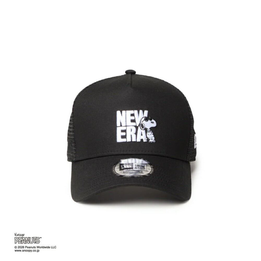 ニューエラ メッシュキャップ コラボ スヌーピー ピーナッツ NEW ERA 9FORTY A-Frame トラッカー Vintage PEANUTS ピーナッツ JOE COOL ジョー・クール ブラック メンズ レディース 夏用