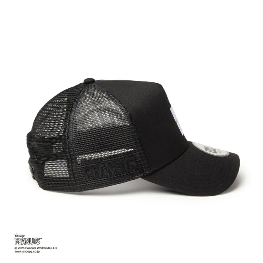 ニューエラ メッシュキャップ コラボ スヌーピー ピーナッツ NEW ERA 9FORTY A-Frame トラッカー Vintage PEANUTS ピーナッツ JOE COOL ジョー・クール ブラック メンズ レディース 夏用