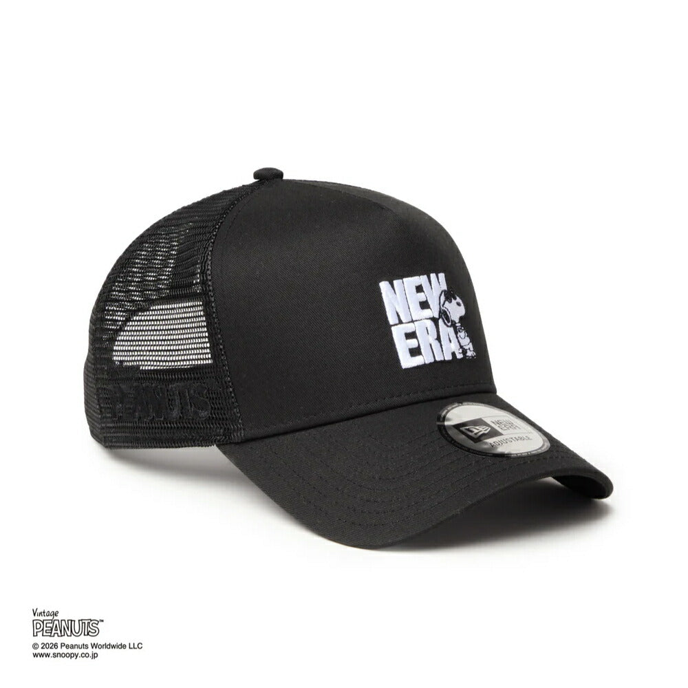 ニューエラ メッシュキャップ コラボ スヌーピー ピーナッツ NEW ERA 9FORTY A-Frame トラッカー Vintage PEANUTS ピーナッツ JOE COOL ジョー・クール ブラック メンズ レディース 夏用