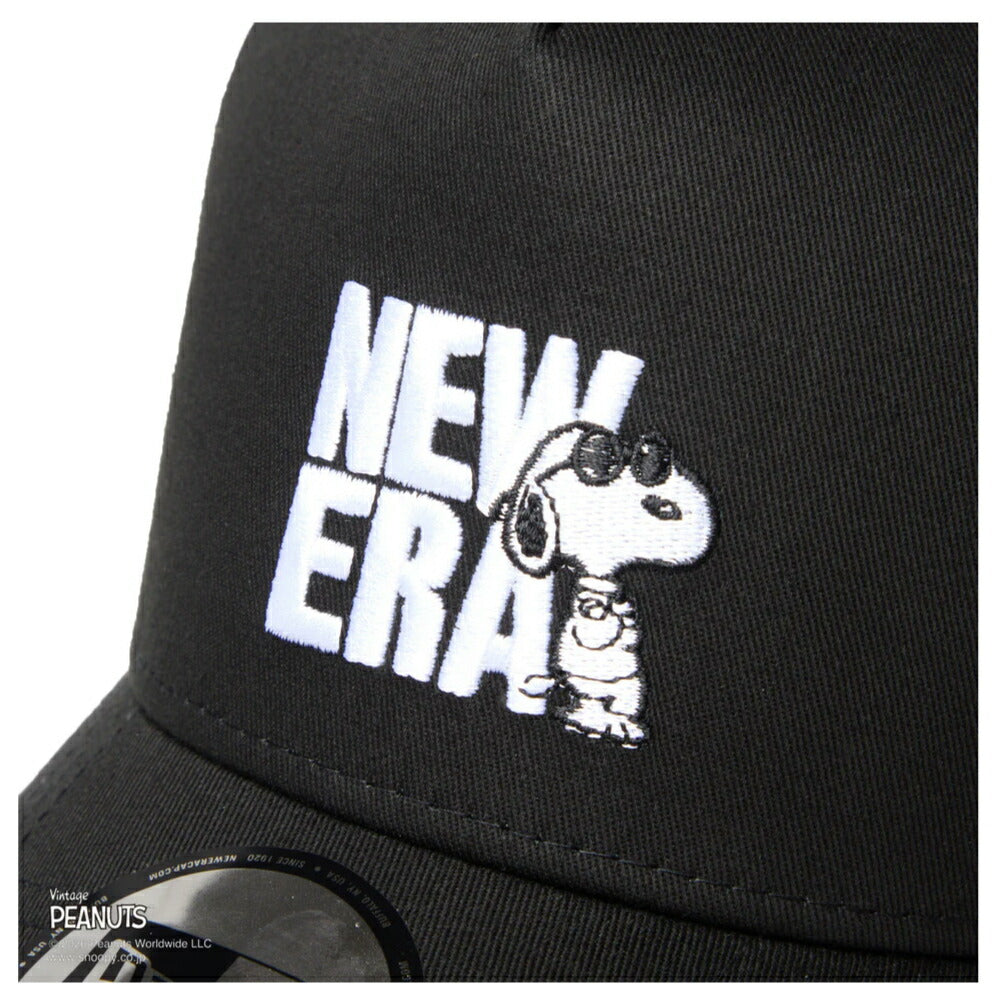 ニューエラ メッシュキャップ コラボ スヌーピー ピーナッツ NEW ERA 9FORTY A-Frame トラッカー Vintage PEANUTS ピーナッツ JOE COOL ジョー・クール ブラック メンズ レディース 夏用