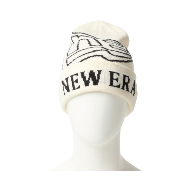 ニューエラ ニット帽 メンズ レディース ベーシック カフニット ジャガード JACQUARD FandN NEW ERA ロゴ ブラック黒 ブランド スノー 防寒 デカロゴ