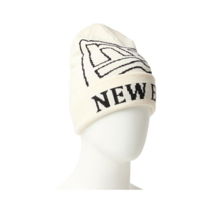 ニューエラ ニット帽 メンズ レディース ベーシック カフニット ジャガード JACQUARD FandN NEW ERA ロゴ ブラック黒 ブランド スノー 防寒 デカロゴ