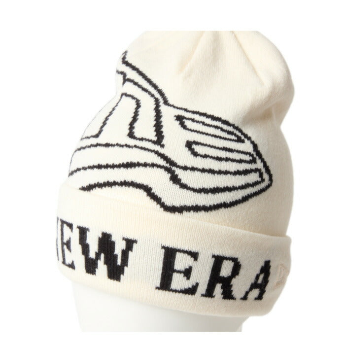 ニューエラ ニット帽 メンズ レディース ベーシック カフニット ジャガード JACQUARD FandN NEW ERA ロゴ ブラック黒 ブランド スノー 防寒 デカロゴ
