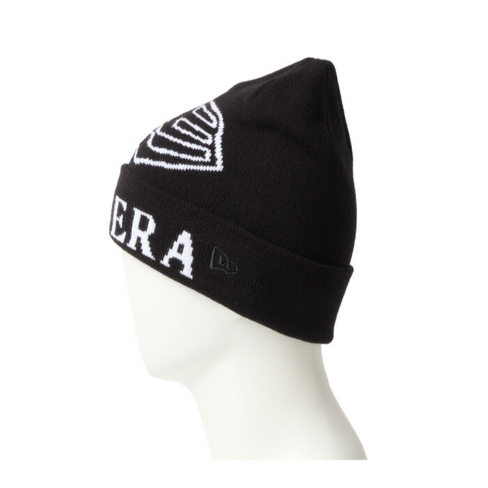 ニューエラ ニット帽 メンズ レディース ベーシック カフニット ジャガード JACQUARD FandN NEW ERA ロゴ ブラック黒 ブランド スノー 防寒 デカロゴ