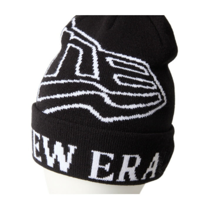 ニューエラ ニット帽 メンズ レディース ベーシック カフニット ジャガード JACQUARD FandN NEW ERA ロゴ ブラック黒 ブランド スノー 防寒 デカロゴ