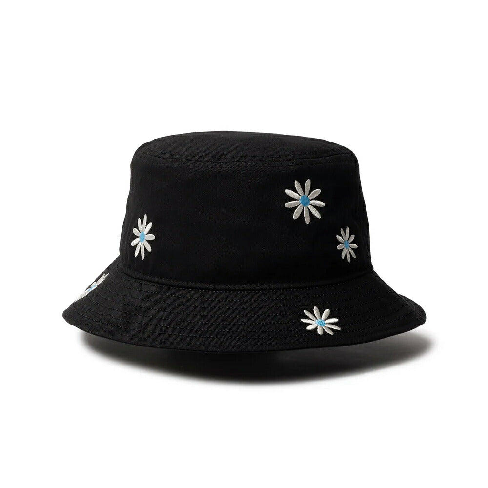 ニューエラ バケットハット 01 花柄 フラワー 黒 NEWERA バケツハット サファリハット コード無し メンズ レディース キャンプ アウトドア ブラック UV対策 Flower Embroidery