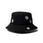 ニューエラ バケットハット 01 花柄 フラワー 黒 NEWERA バケツハット サファリハット コード無し メンズ レディース キャンプ アウトドア ブラック UV対策 Flower Embroidery