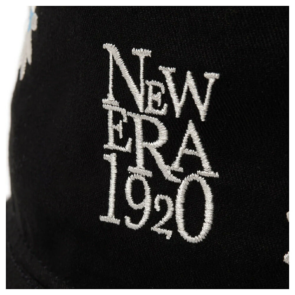 ニューエラ バケットハット 01 花柄 フラワー 黒 NEWERA バケツハット サファリハット コード無し メンズ レディース キャンプ アウトドア ブラック UV対策 Flower Embroidery