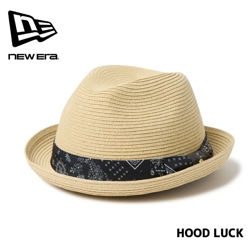 ニューエラ NewEra ハット フェドーラ ペイズリー柄 バンダナ柄 中折れハット メタルバッジ ナチュラルペーパー グログランバンド メンズ レディース 麦わら帽子 夏