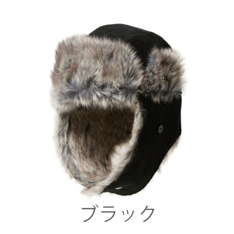 ニューエラ キャップ newera トラッパー 帽子 コーデュロイ ブラック フライトキャップ ぼうし 防寒 ボア ファー もこもこ 黒 防寒 スノーボード スキー メンズ レディース 冬 スポーツ
