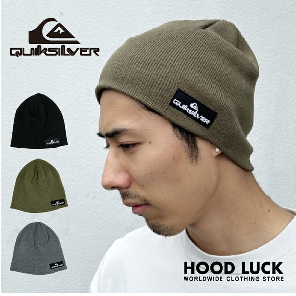 クイックシルバー Quiksilver CUSHY スカルニット帽 ロゴパッチ メンズ レディース 冬 秋 ニットキャップ スキー スノーボード シングル 帽子 ブランド ニットキャップ