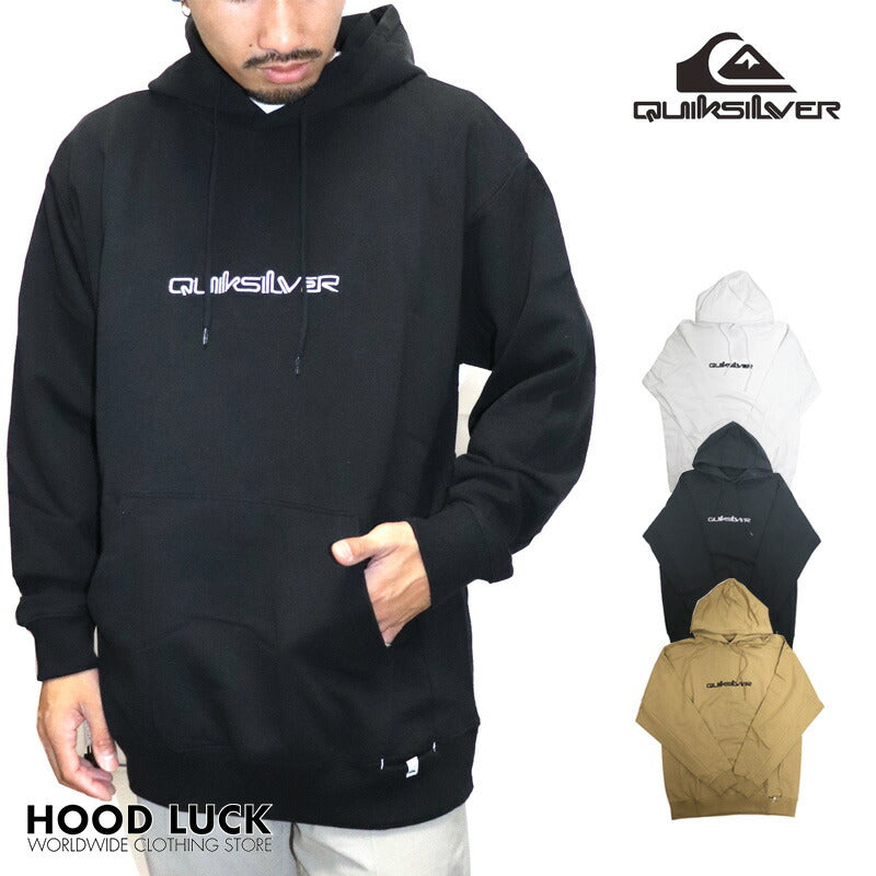 クイックシルバー パーカー QUIKSILVER OMNI EMBROIDERY HOODIE プルオーバー メンズ レディース 裏毛 シンプル ロゴ刺繍 サファー サーフィン スノーボード ベージュ