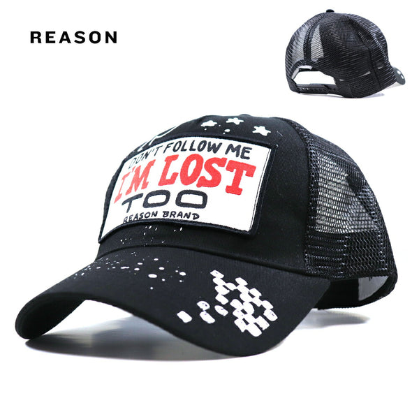 リーズンクロージング Reason Clothing メッシュキャップ im lost too スター キャップ フリーサイズ 帽子 メッシュ 大きいサイズ バイカー ライダー アジャスタベルト