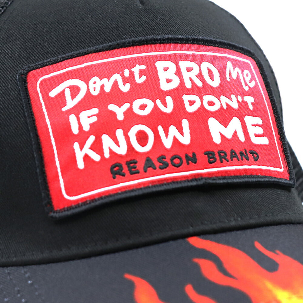 リーズンクロージング Reason Clothing メッシュキャップ ファイアー ワッペン キャップ フリーサイズ 帽子 メッシュ 大きいサイズ バイカー ライダー アジャスタベルト
