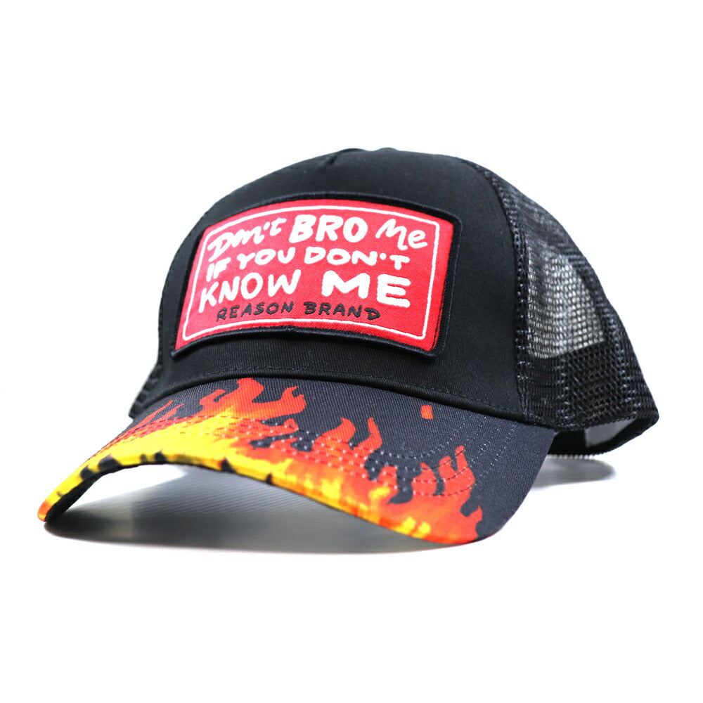 リーズンクロージング Reason Clothing メッシュキャップ ファイアー ワッペン キャップ フリーサイズ 帽子 メッシュ 大きいサイズ バイカー ライダー アジャスタベルト