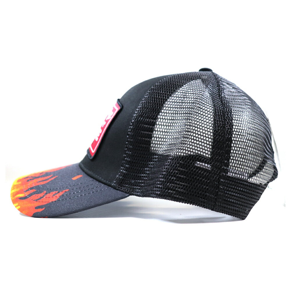リーズンクロージング Reason Clothing メッシュキャップ ファイアー ワッペン キャップ フリーサイズ 帽子 メッシュ 大きいサイズ バイカー ライダー アジャスタベルト