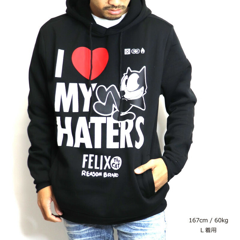 REASON FELIX コラボ パーカー スウェットブラック キャラクターコラボ ブラック ローライダー カジュアル HIPHOP メンズ レディース