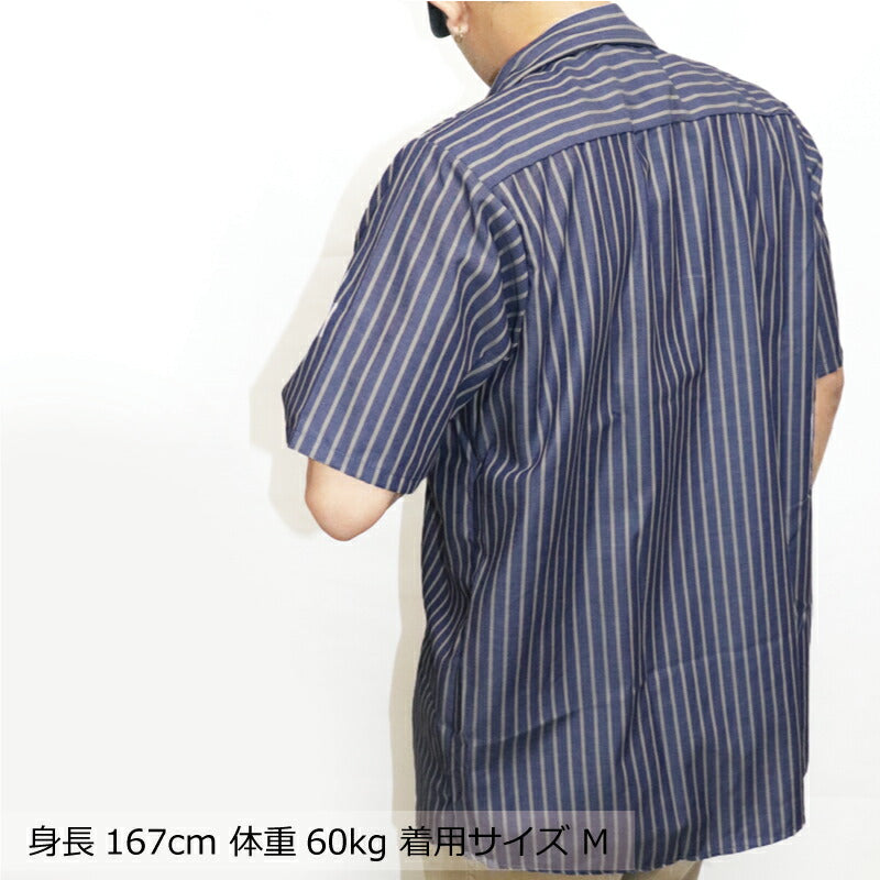 ワークシャツ レッドキャップ REDKAP ボタンシャツ 半袖 ストライプ 4.25 作業着 メンズ レディース ポケットシャツ ボタン チーム 会社 団体 刺繍 ボディ 0020