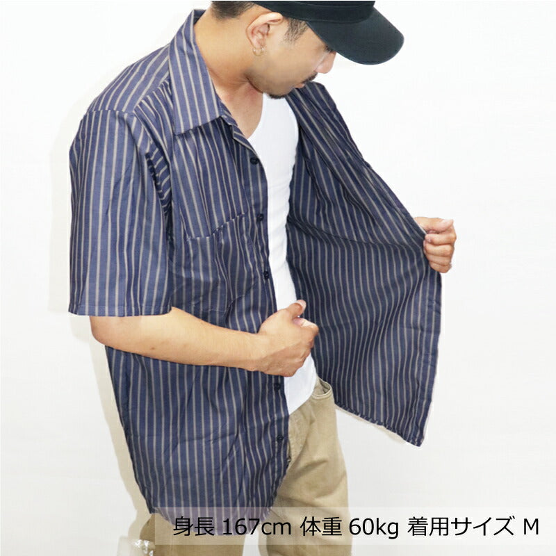 ワークシャツ レッドキャップ REDKAP ボタンシャツ 半袖 ストライプ 4.25 作業着 メンズ レディース ポケットシャツ ボタン チーム 会社 団体 刺繍 ボディ 0020