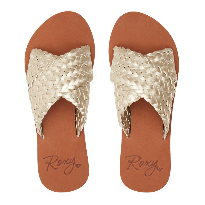 サンダル レディース ぺたんこ ROXY ロキシー 編込み メッシュ ROSELANI かわいい 海 プール つっかけ 小さいサイズ 大きいサイズ