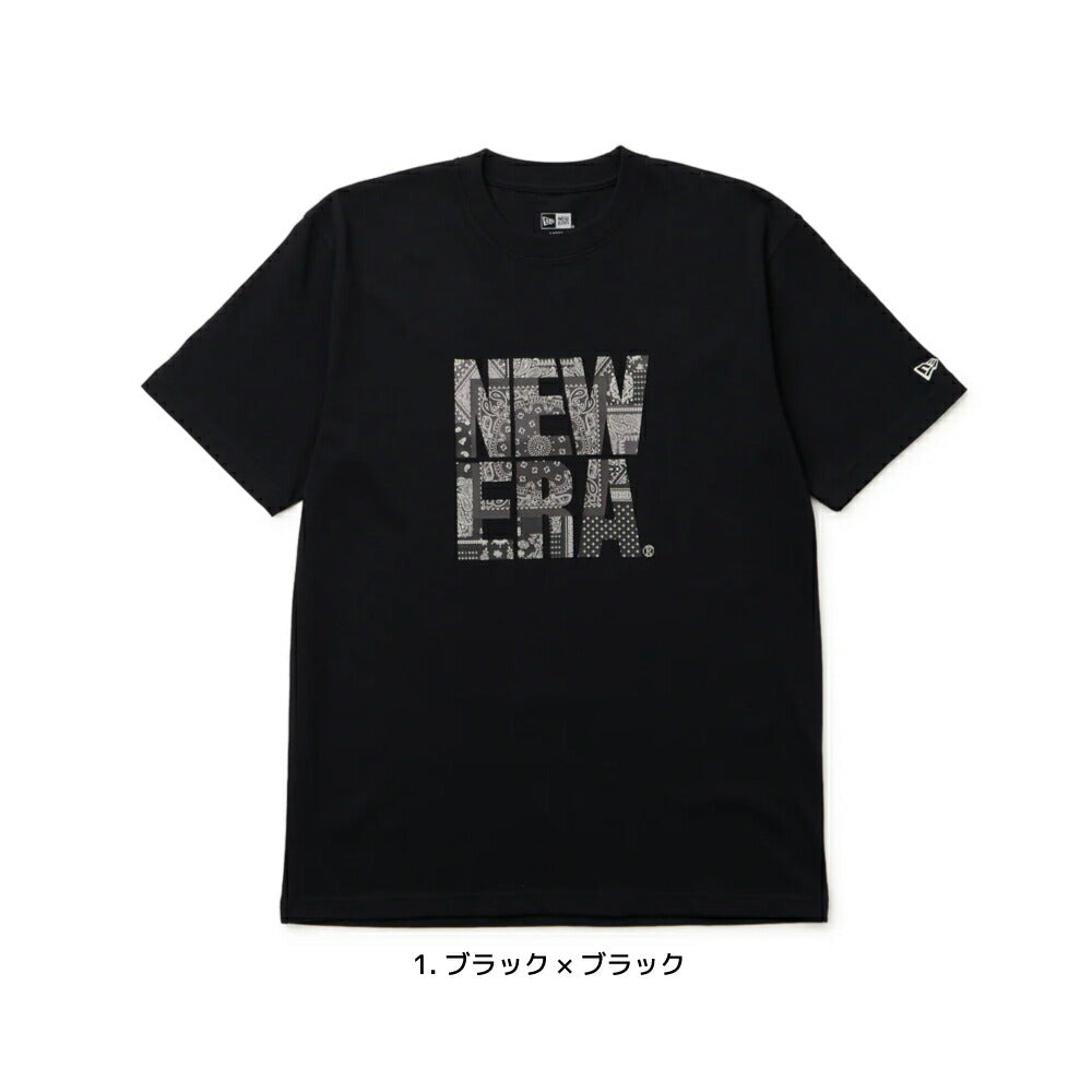 ニューエラ Tシャツ ペイズリー スクエアロゴ メンズ レディース NEW ERA コットン Tシャツ ベーシック  ニューエラー シャツ 夏 定番 ロゴ 帽子 キャップ 半袖 夏