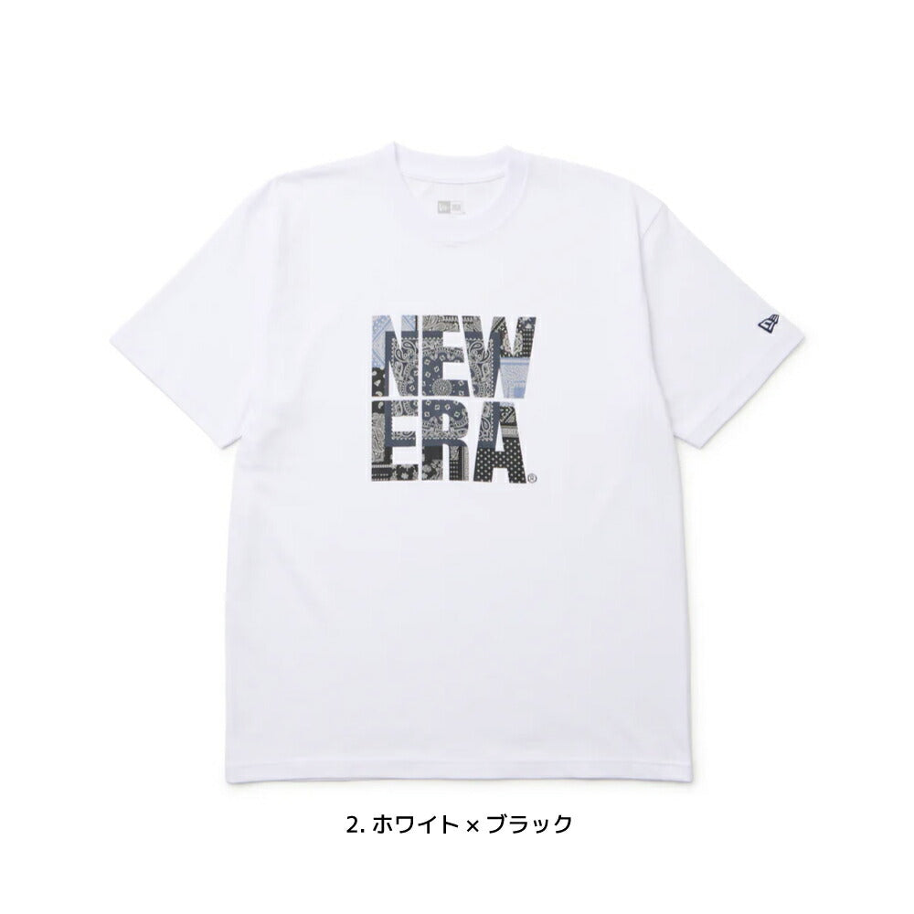 ニューエラ Tシャツ ペイズリー スクエアロゴ メンズ レディース NEW ERA コットン Tシャツ ベーシック  ニューエラー シャツ 夏 定番 ロゴ 帽子 キャップ 半袖 夏