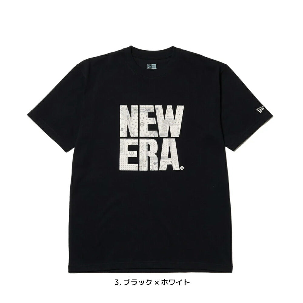 ニューエラ Tシャツ ペイズリー スクエアロゴ メンズ レディース NEW ERA コットン Tシャツ ベーシック  ニューエラー シャツ 夏 定番 ロゴ 帽子 キャップ 半袖 夏