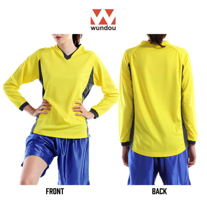 ドライ サッカー 長袖 Tシャツ 大人 メンズ レディース WUNDOU 送料無料 ウンドウ P1930 ゲームシャツ 吸汗 速乾 練習着 部活 試合用 ユニフォーム フットサル ウェア ユース S-XXL ロングスリーブ