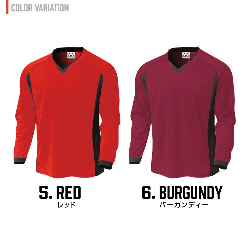 ドライ サッカー 長袖 Tシャツ 大人 メンズ レディース WUNDOU 送料無料 ウンドウ P1930 ゲームシャツ 吸汗 速乾 練習着 部活 試合用 ユニフォーム フットサル ウェア ユース S-XXL ロングスリーブ