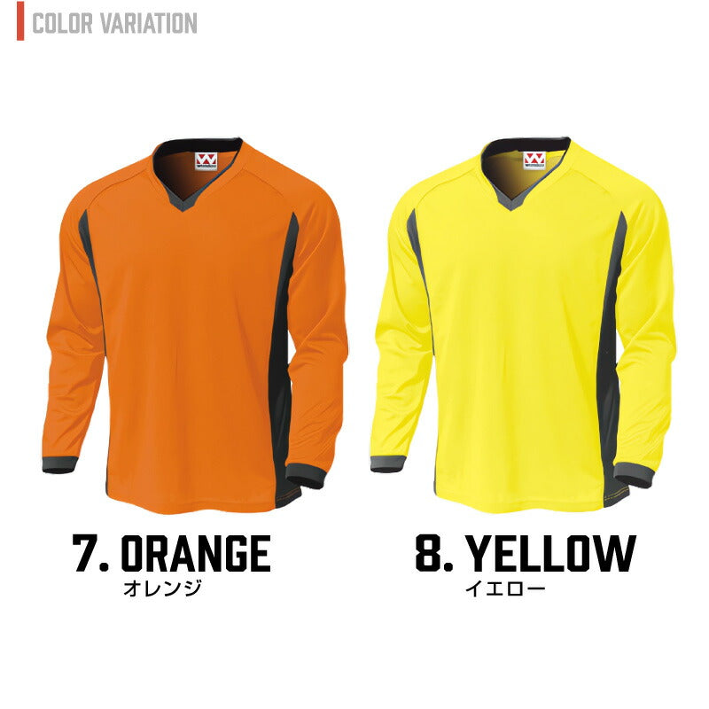 ドライ サッカー 長袖 Tシャツ 大人 メンズ レディース WUNDOU 送料無料 ウンドウ P1930 ゲームシャツ 吸汗 速乾 練習着 部活 試合用 ユニフォーム フットサル ウェア ユース S-XXL ロングスリーブ
