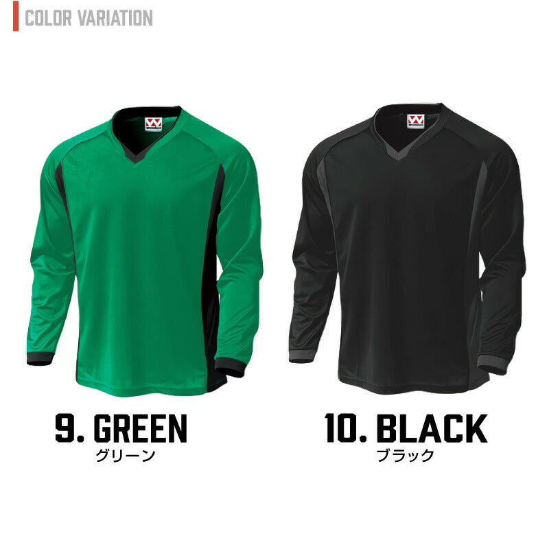ドライ サッカー 長袖 Tシャツ 大人 メンズ レディース WUNDOU 送料無料 ウンドウ P1930 ゲームシャツ 吸汗 速乾 練習着 部活 試合用 ユニフォーム フットサル ウェア ユース S-XXL ロングスリーブ