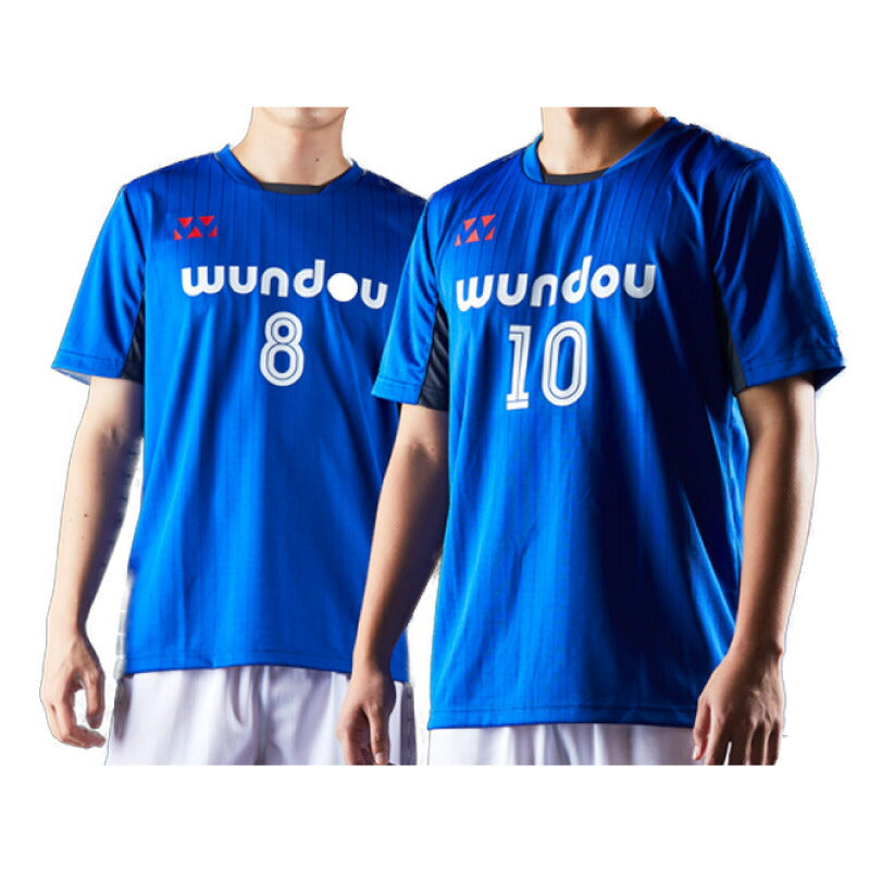 ドライ サッカー tシャツ メンズ 大人半袖 WUNDOU 送料無料 ウンドウ サッカー ゲームシャツ P1940 吸汗 速乾 フットサル 練習着 部活 試合用 ストライプライン ユニフォーム フットサル ウェア XS-XXL 白 黒